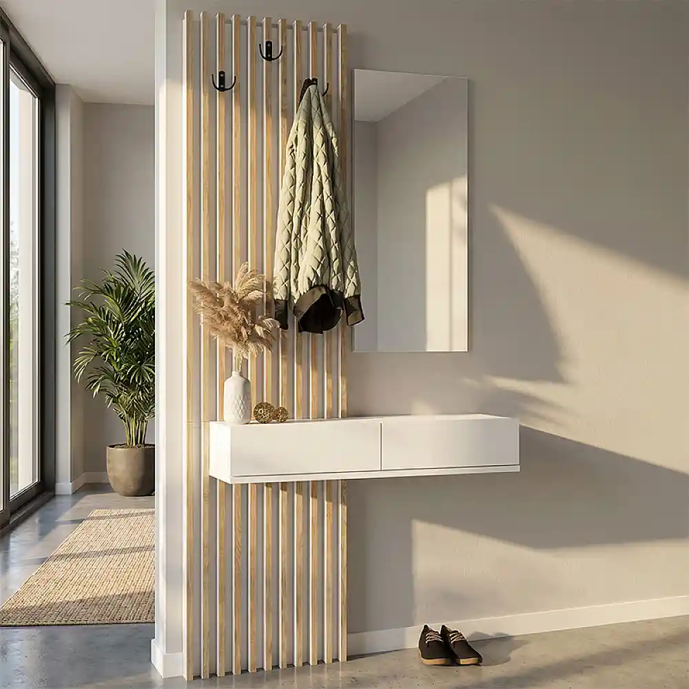 Έπιπλο εισόδου Elois Megapap χρώμα λευκό - sepet oak 96,6x26,8x195,5εκ. | GP042-0359,3