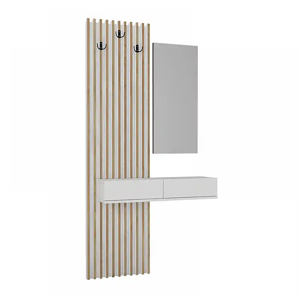Έπιπλο εισόδου Elois Megapap χρώμα λευκό - sepet oak 96,6x26,8x195,5εκ. | GP042-0359,3
