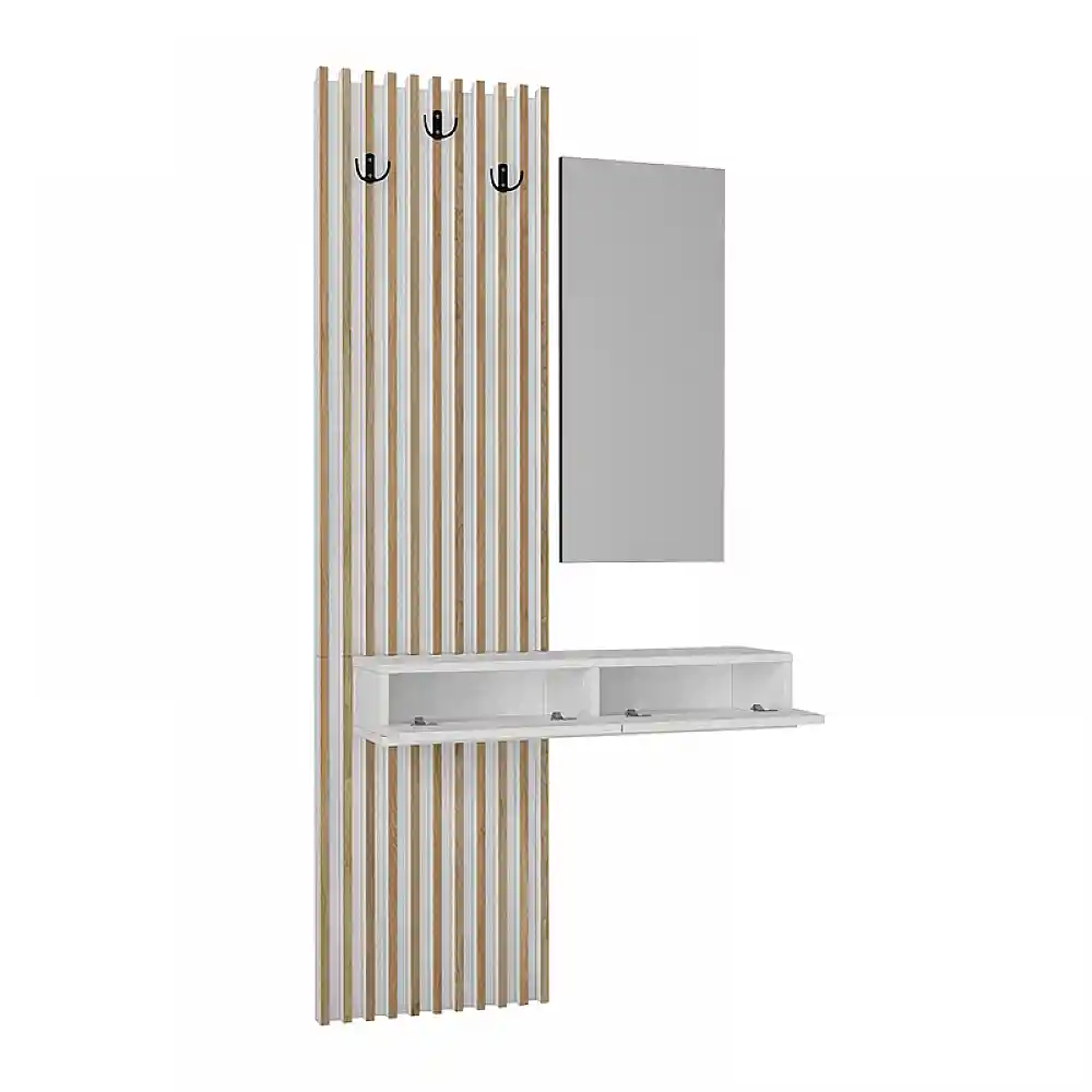 Έπιπλο εισόδου Elois Megapap χρώμα λευκό - sepet oak 96,6x26,8x195,5εκ. | GP042-0359,3