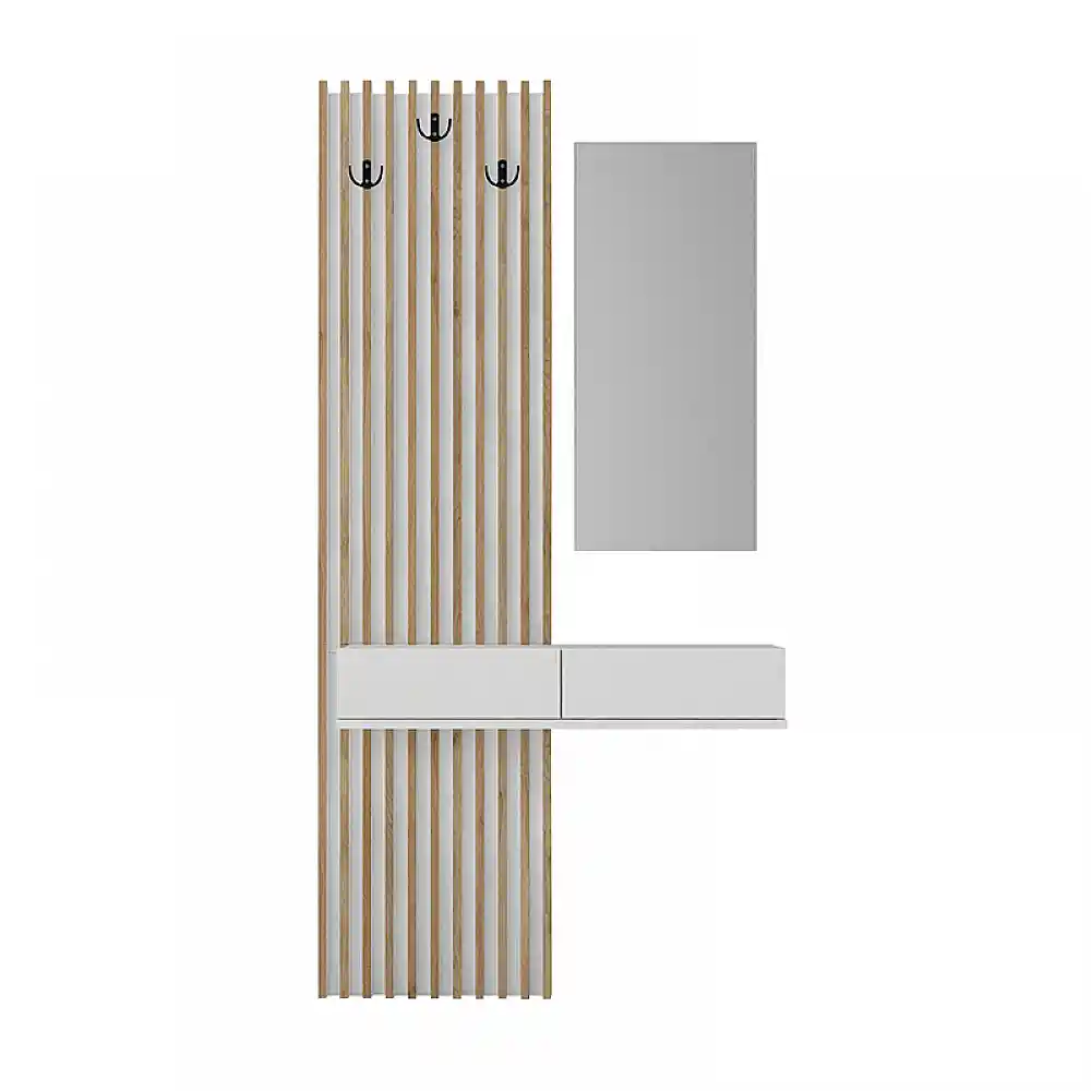 Έπιπλο εισόδου Elois Megapap χρώμα λευκό - sepet oak 96,6x26,8x195,5εκ. | GP042-0359,3