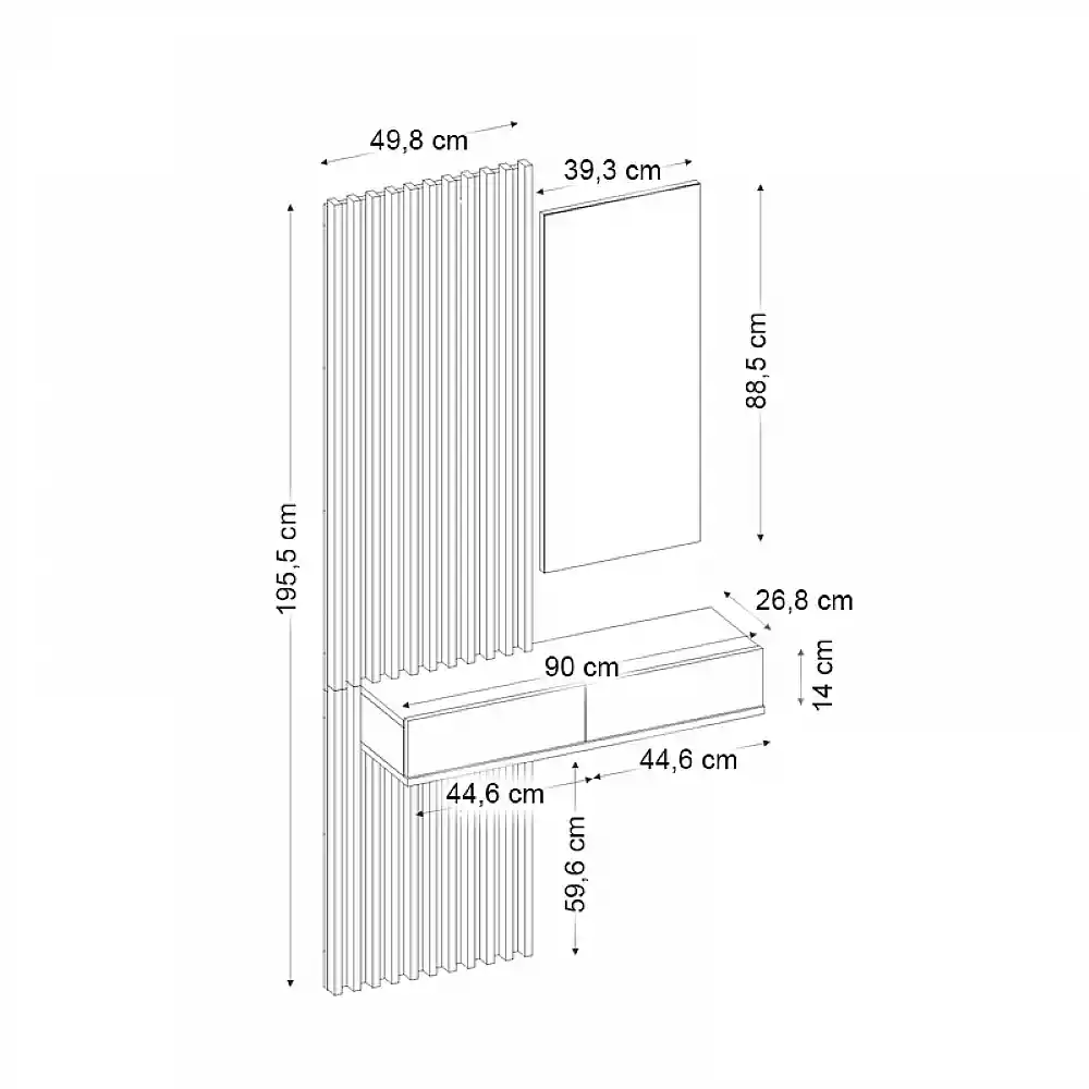 Έπιπλο εισόδου Elois Megapap χρώμα λευκό - sepet oak 96,6x26,8x195,5εκ. | GP042-0359,3