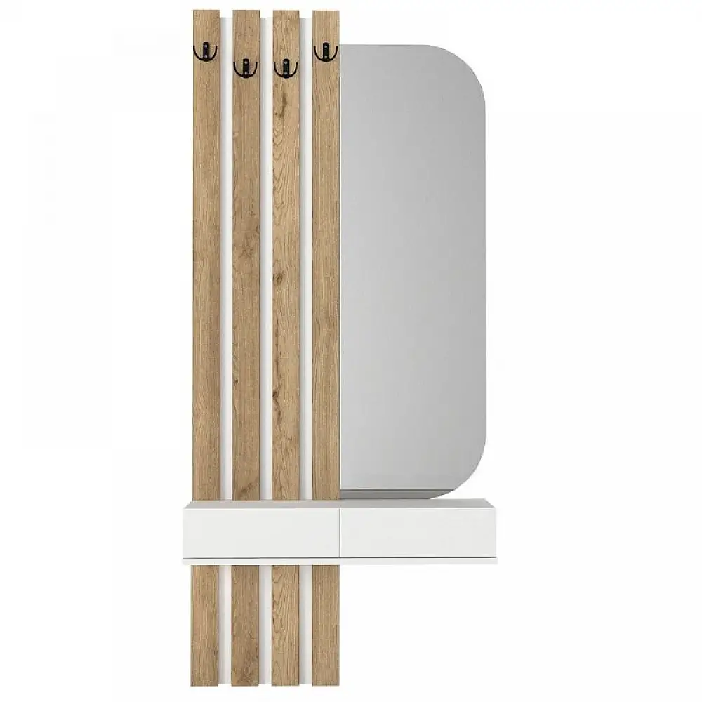 Έπιπλο εισόδου Reyas Megapap χρώμα λευκό - sepet oak 90x27x205,6εκ. | GP042-0360,2