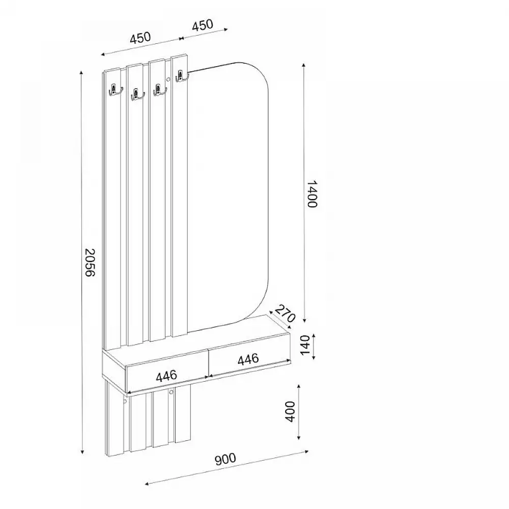 Έπιπλο εισόδου Reyas Megapap χρώμα λευκό - sepet oak 90x27x205,6εκ. | GP042-0360,2