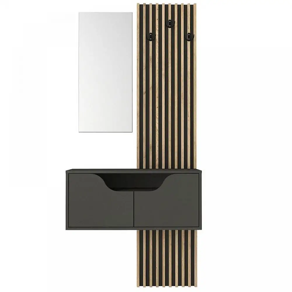 Έπιπλο εισόδου Naro Megapap χρώμα ανθρακί - sepet oak 90x35x204,2εκ. | GP042-0361,1