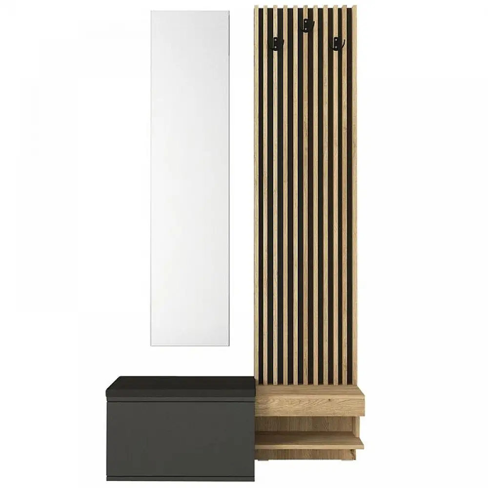 Έπιπλο εισόδου Dumont Megapap χρώμα ανθρακί - sepet oak 104,8x35x198εκ. | GP042-0362,1