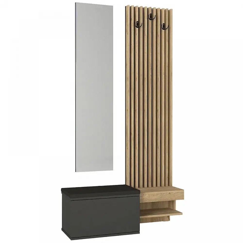 Έπιπλο εισόδου Dumont Megapap χρώμα ανθρακί - sepet oak 104,8x35x198εκ. | GP042-0362,1