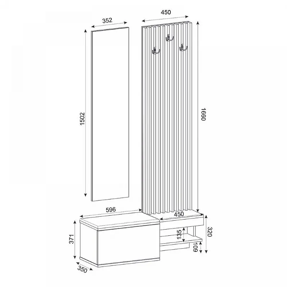 Έπιπλο εισόδου Dumont Megapap χρώμα ανθρακί - sepet oak 104,8x35x198εκ. | GP042-0362,1