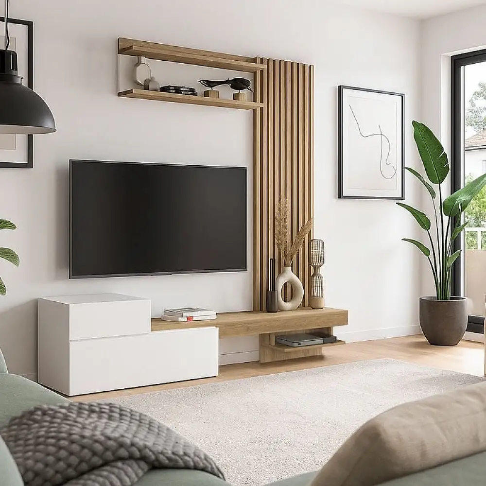 Σύνθεση τηλεόρασης Dumont Megapap χρώμα λευκό - sepet oak 180x36,8x200εκ. | GP042-0363,2