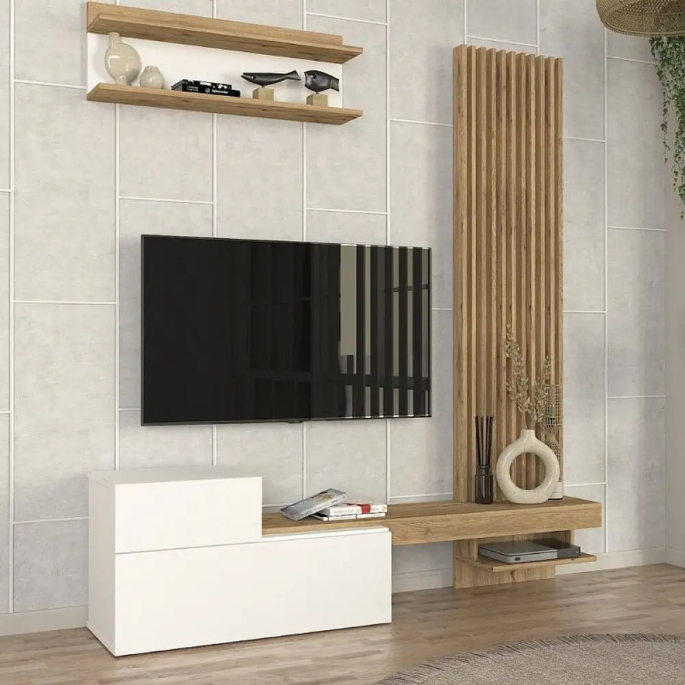 Σύνθεση τηλεόρασης Dumont Megapap χρώμα λευκό - sepet oak 180x36,8x200εκ. | GP042-0363,2