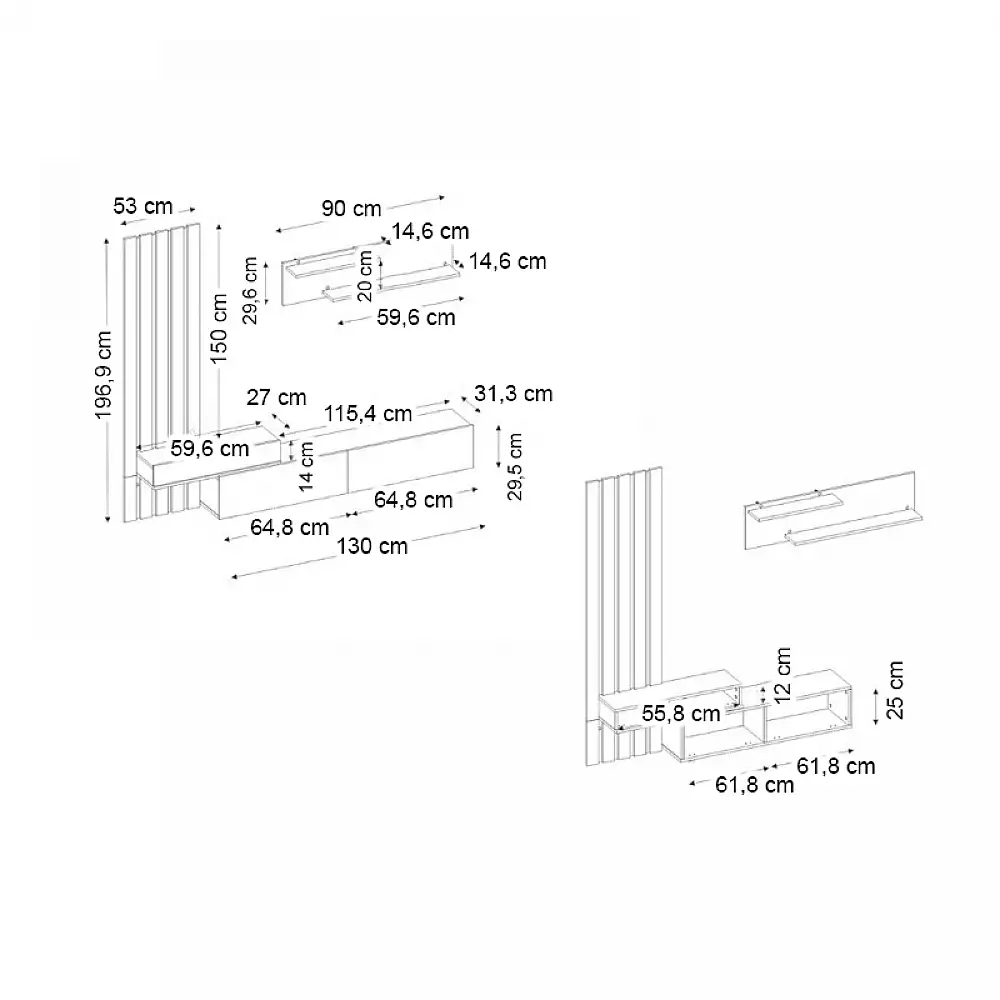 Σύνθεση τηλεόρασης Rosaline Megapap χρώμα ανθρακί - sepet oak 183x31,3x196,9εκ. | GP042-0364,1