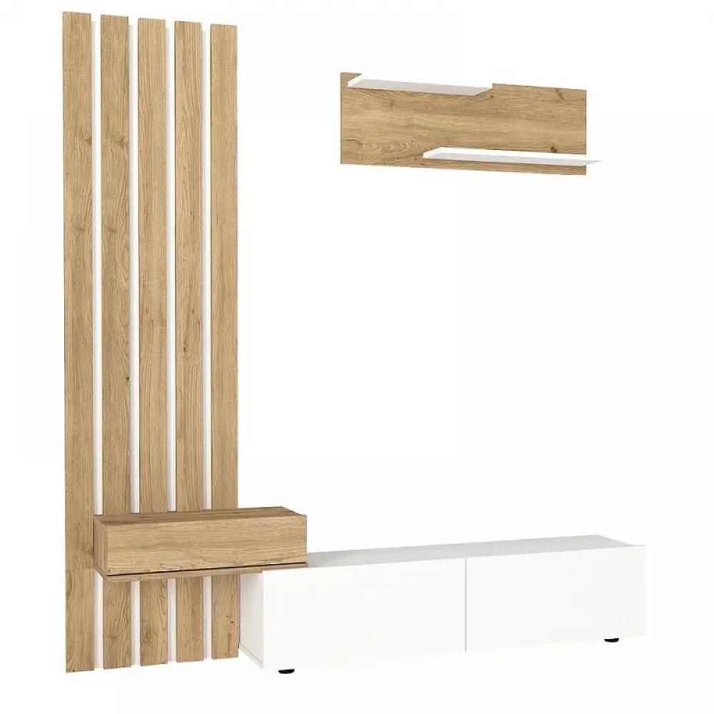 Σύνθεση τηλεόρασης Rosaline Megapap χρώμα λευκό - sepet oak 183x31,3x196,9εκ. | GP042-0364,2