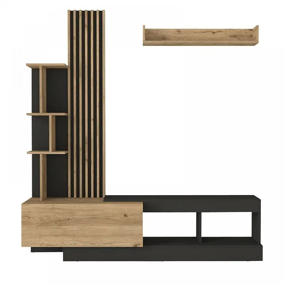 Σύνθεση τηλεόρασης Vermont Megapap χρώμα ανθρακί - sepet oak 180x40x193,8εκ. | GP042-0365,1