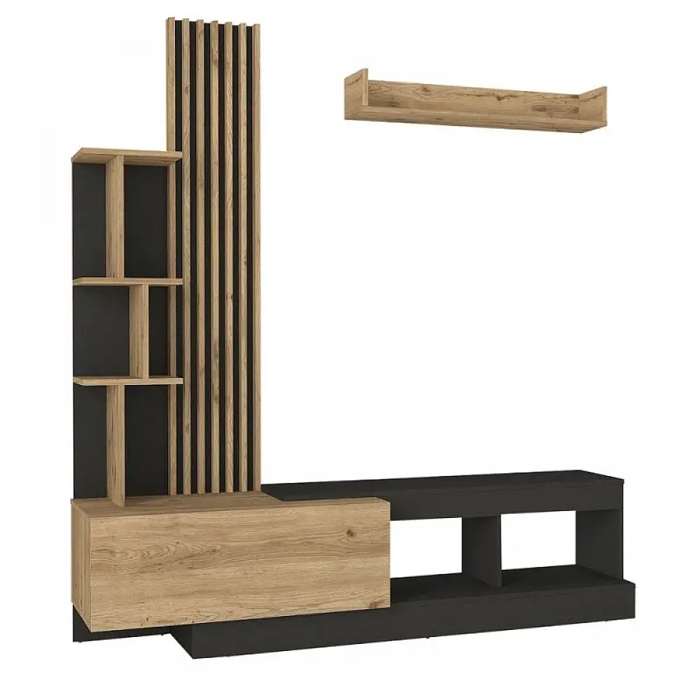 Σύνθεση τηλεόρασης Vermont Megapap χρώμα ανθρακί - sepet oak 180x40x193,8εκ. | GP042-0365,1