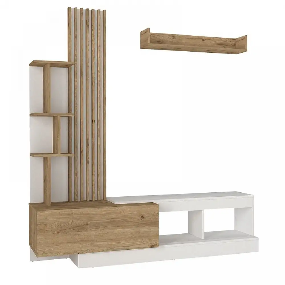 Σύνθεση τηλεόρασης Vermont Megapap χρώμα λευκό - sepet oak 180x40x193,8εκ. | GP042-0365,2