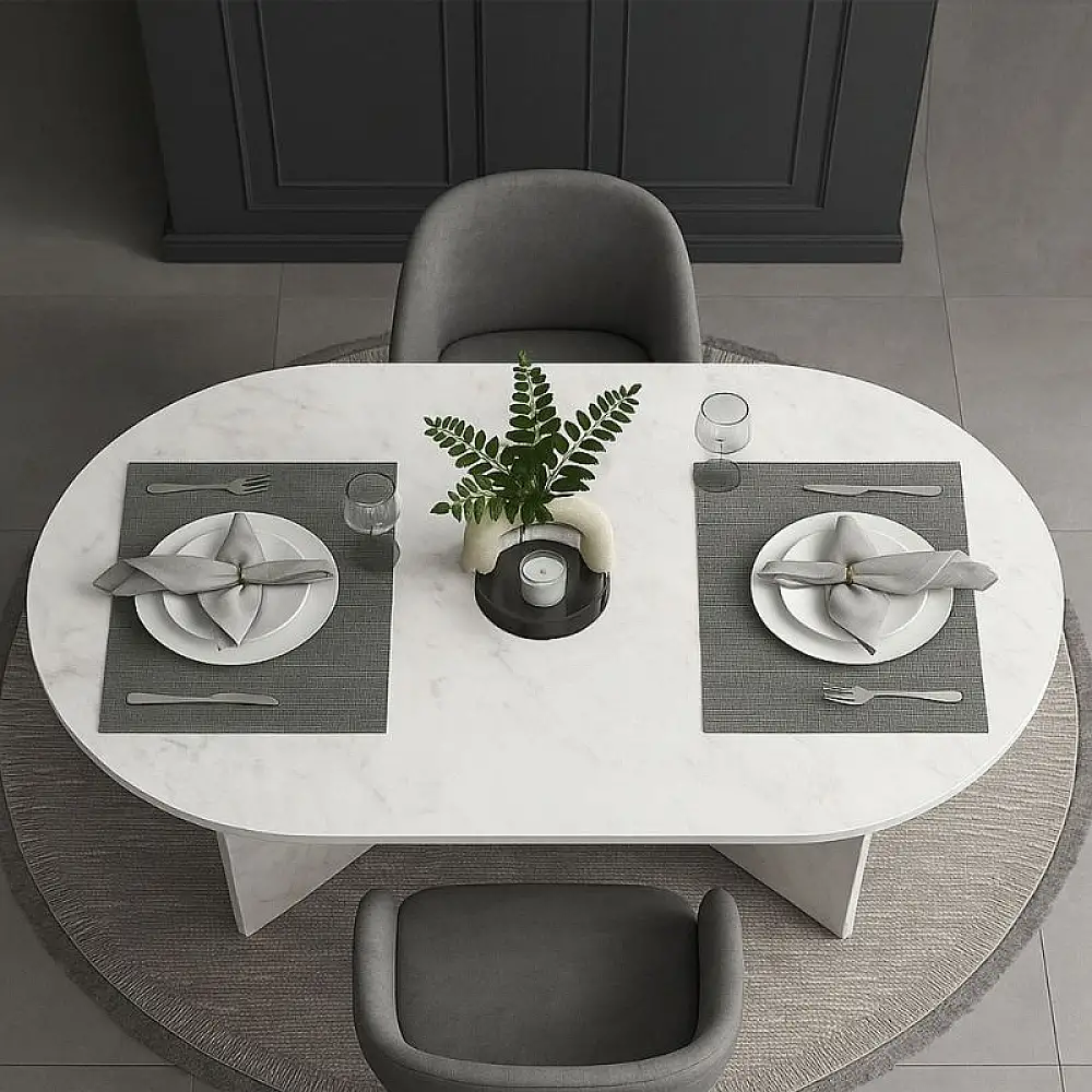 Τραπέζι Cortado Megapap χρώμα λευκό εφέ μαρμάρου 138x80x75εκ. | GP042-0367,2