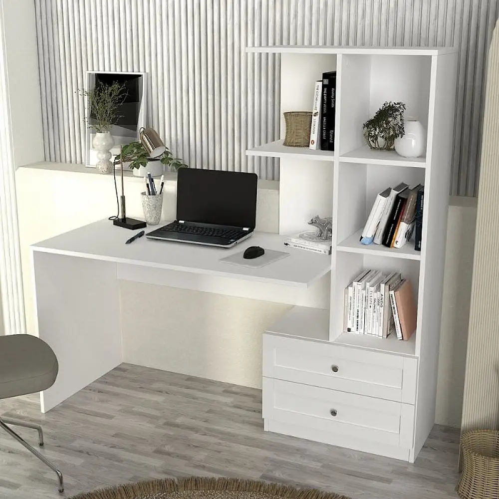 Γραφείο εργασίας Mantra Megapap χρώμα λευκό 150x60x152εκ. | GP042-0368,1