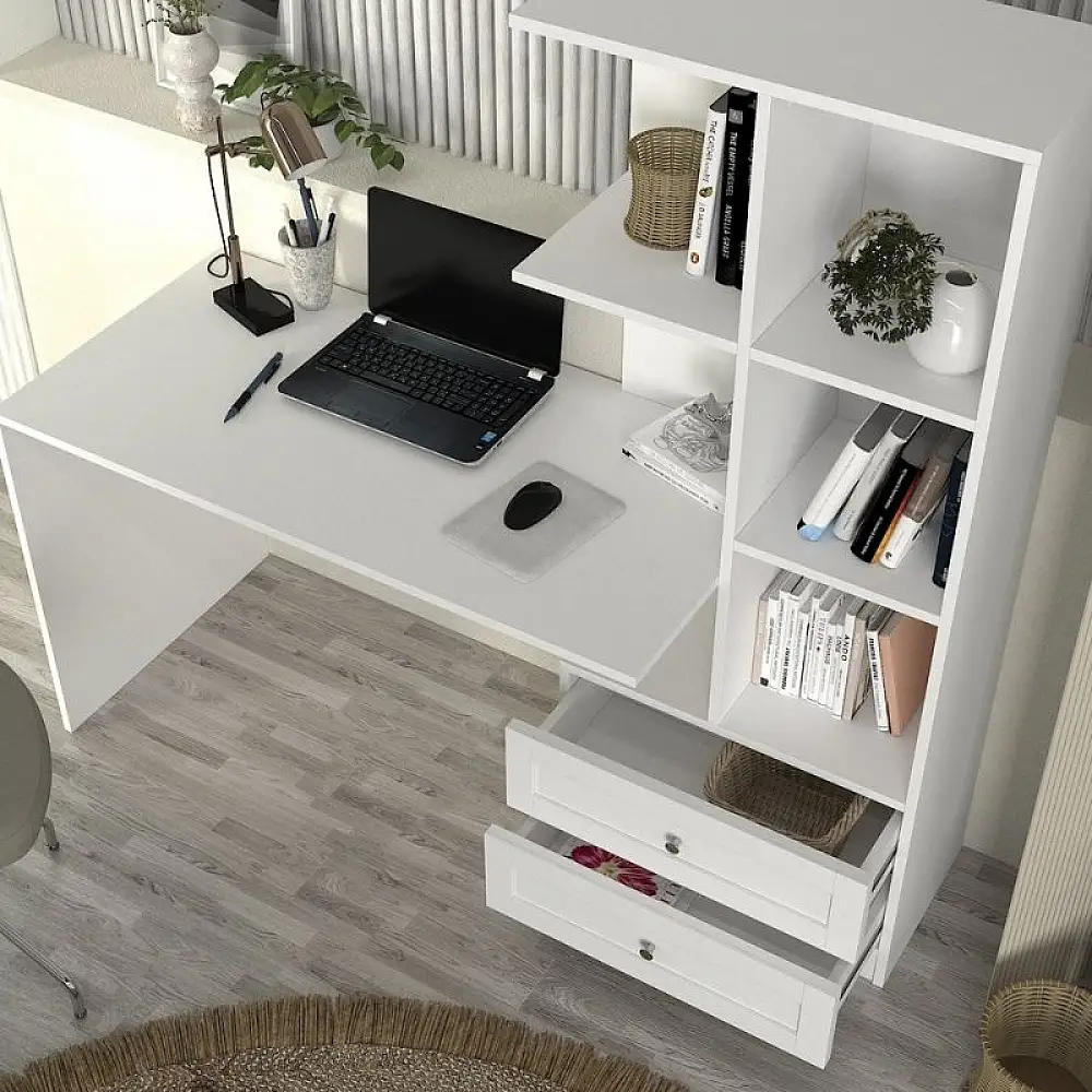 Γραφείο εργασίας Mantra Megapap χρώμα λευκό 150x60x152εκ. | GP042-0368,1