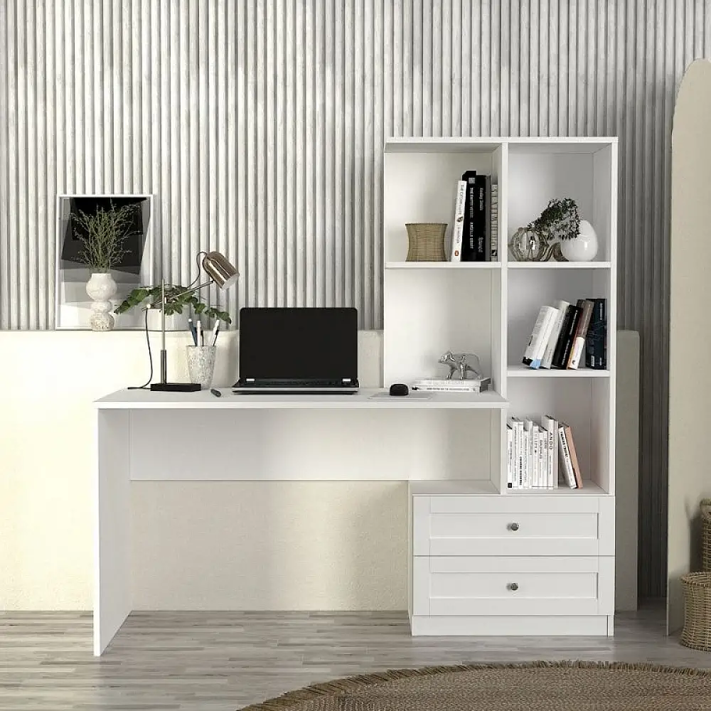 Γραφείο εργασίας Mantra Megapap χρώμα λευκό 150x60x152εκ. | GP042-0368,1