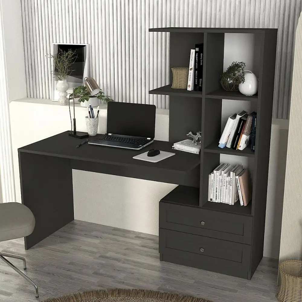 Γραφείο εργασίας Mantra Megapap χρώμα ανθρακί 150x60x152εκ. | GP042-0368,2