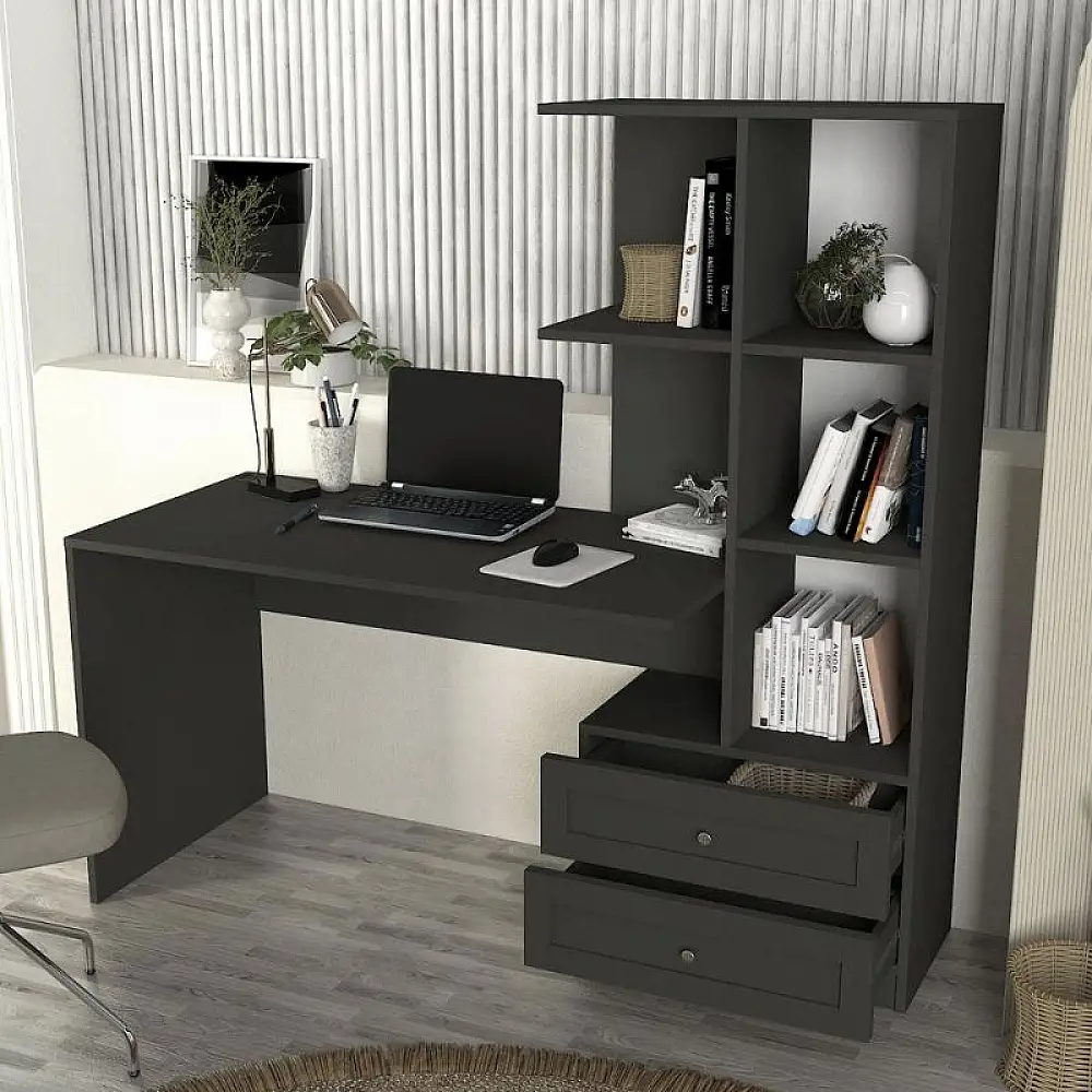 Γραφείο εργασίας Mantra Megapap χρώμα ανθρακί 150x60x152εκ. | GP042-0368,2