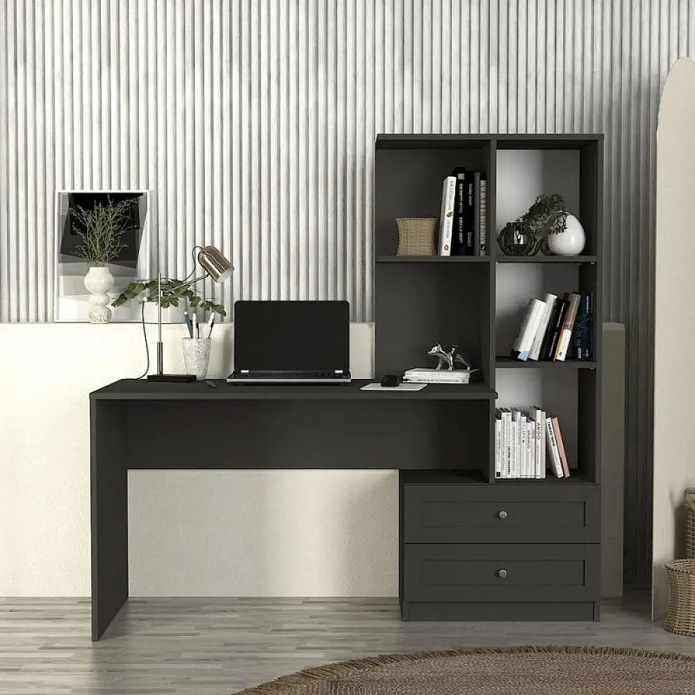 Γραφείο εργασίας Mantra Megapap χρώμα ανθρακί 150x60x152εκ. | GP042-0368,2