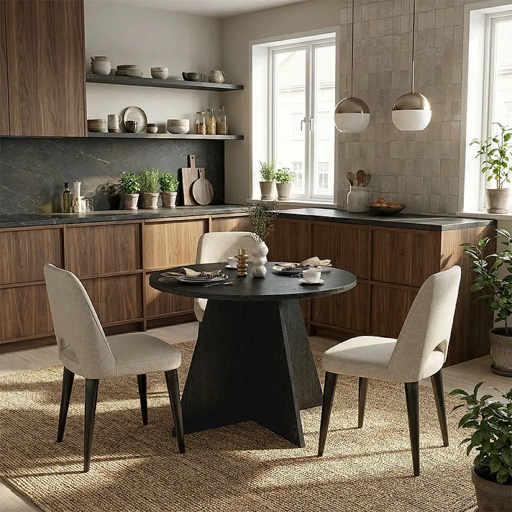 Τραπέζι Tailor Megapap χρώμα sencron black Ø100x75,7εκ. | GP042-0370,3