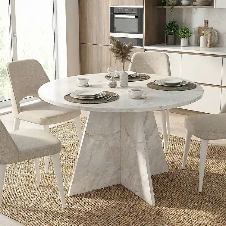 Τραπέζι Tailor Megapap χρώμα λευκό εφέ μαρμάρου Ø120x75,7εκ. | GP042-0371,2