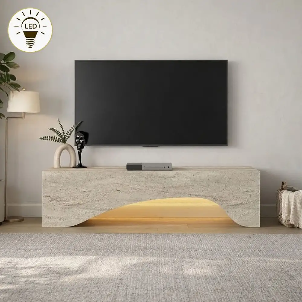 Έπιπλο τηλεόρασης Mara Megapap με LED χρώμα travertine 150x31,4x40εκ. | GP042-0373,1