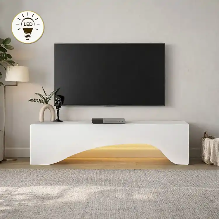 Έπιπλο τηλεόρασης Mara Megapap με LED χρώμα λευκό 150x31,4x40εκ. | GP042-0373,2