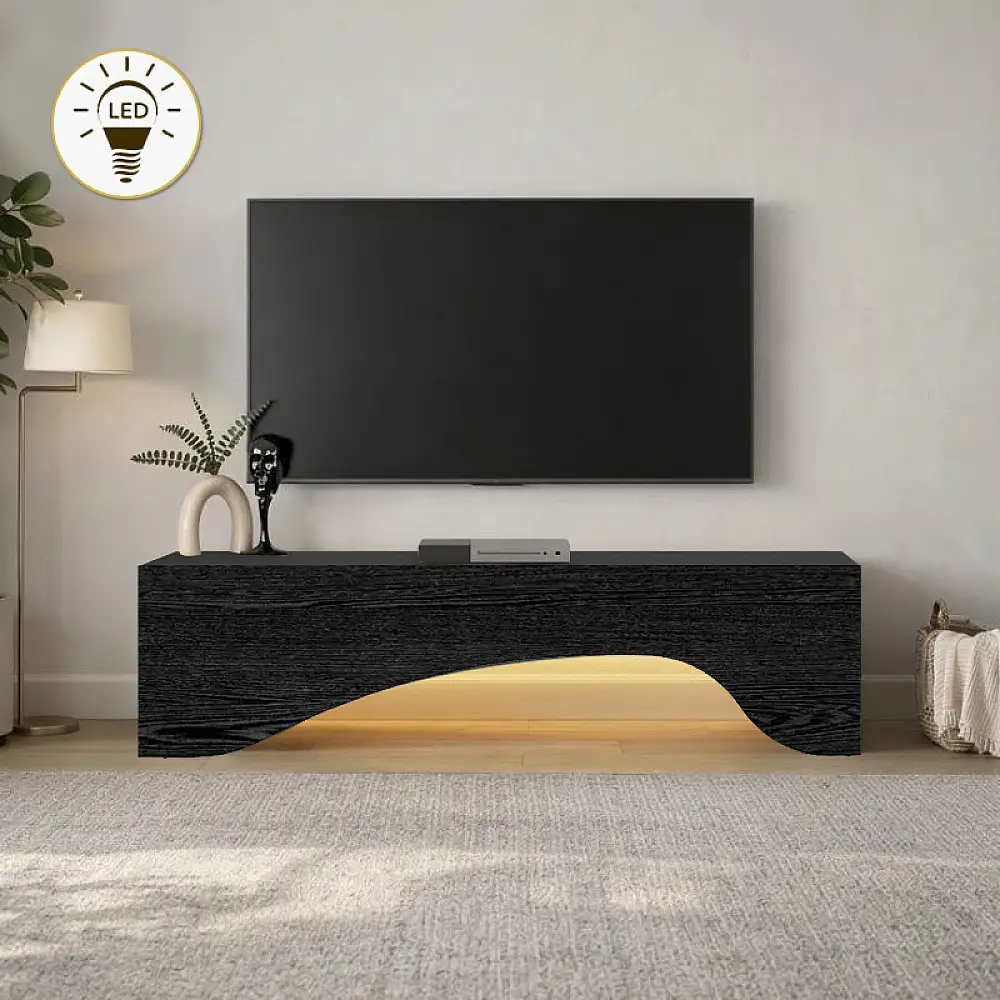 Έπιπλο τηλεόρασης Mara Megapap με LED χρώμα sencron black 150x31,4x40εκ. | GP042-0373,3
