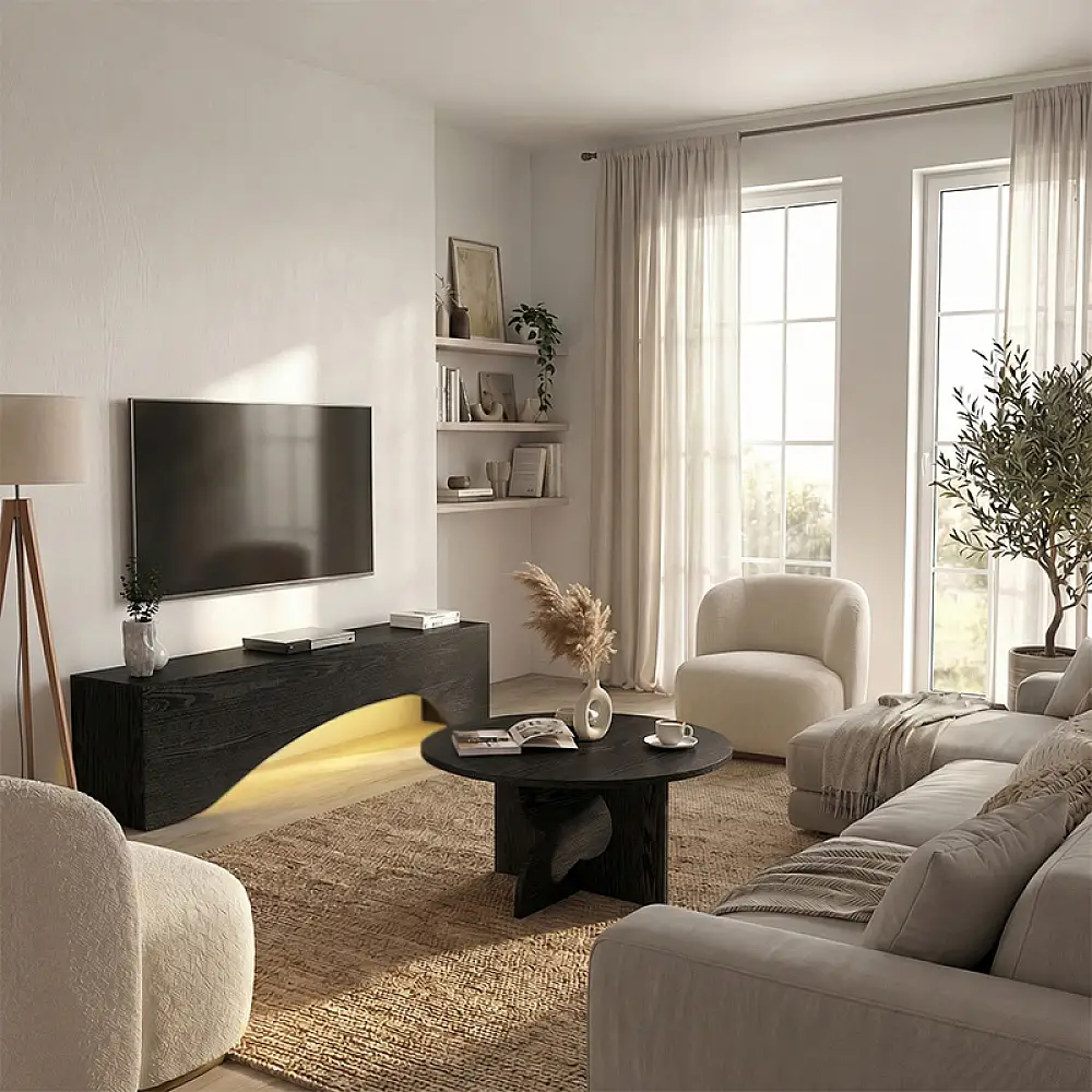 Έπιπλο τηλεόρασης Mara Megapap με LED χρώμα sencron black 150x31,4x40εκ. | GP042-0373,3