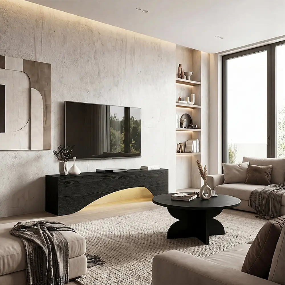 Έπιπλο τηλεόρασης Mara Megapap με LED χρώμα sencron black 150x31,4x40εκ. | GP042-0373,3