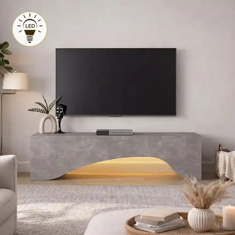 Έπιπλο τηλεόρασης Mara Megapap με LED χρώμα γκρι σκυροδέματος 150x31,4x40εκ. | GP042-0373,5