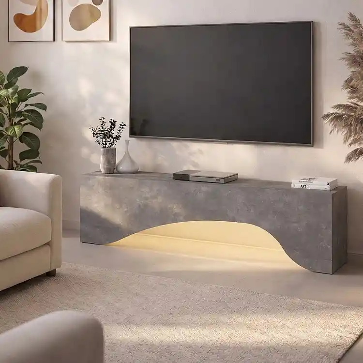Έπιπλο τηλεόρασης Mara Megapap με LED χρώμα γκρι σκυροδέματος 150x31,4x40εκ. | GP042-0373,5