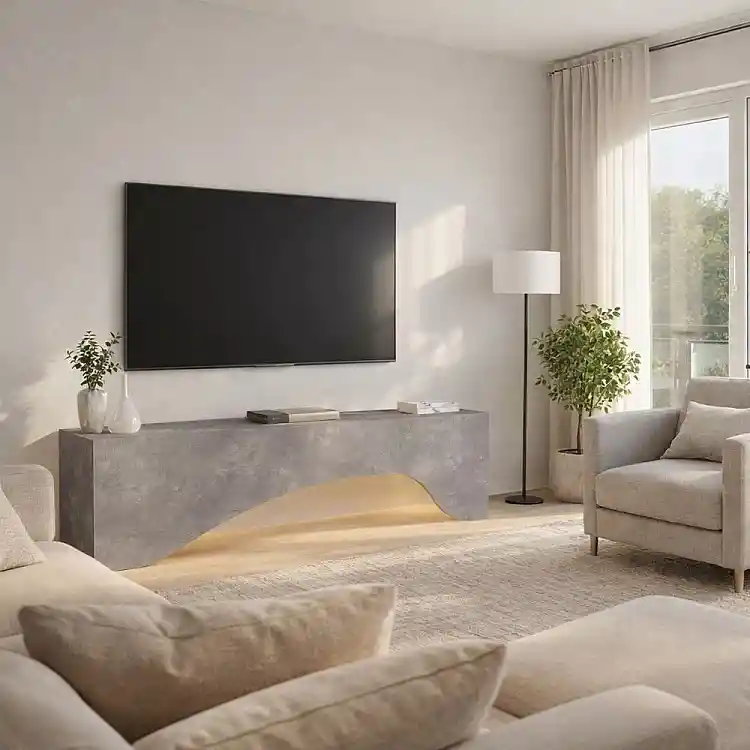 Έπιπλο τηλεόρασης Mara Megapap με LED χρώμα γκρι σκυροδέματος 150x31,4x40εκ. | GP042-0373,5