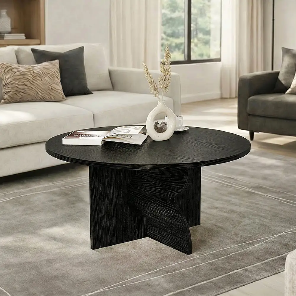 Τραπεζάκι σαλονιού Mara Megapap χρώμα sencron black Ø75x36,8εκ. | GP042-0374,3