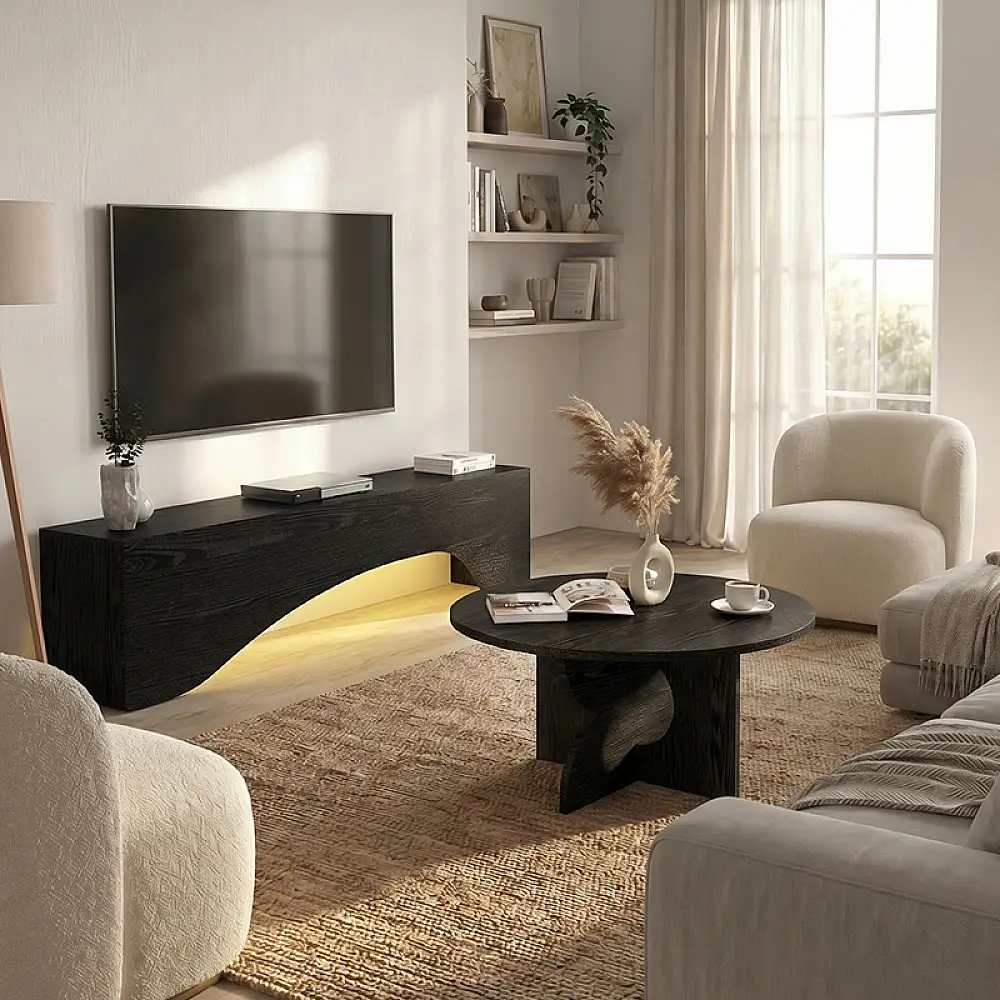 Τραπεζάκι σαλονιού Mara Megapap χρώμα sencron black Ø75x36,8εκ. | GP042-0374,3