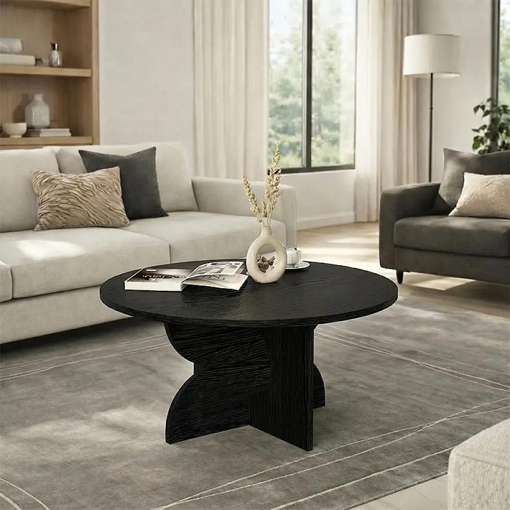 Τραπεζάκι σαλονιού Mara Megapap χρώμα sencron black Ø75x36,8εκ. | GP042-0374,3