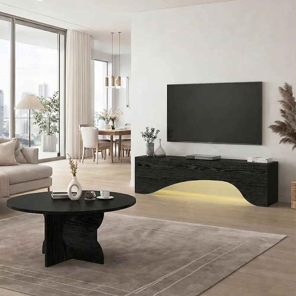 Τραπεζάκι σαλονιού Mara Megapap χρώμα sencron black Ø75x36,8εκ. | GP042-0374,3