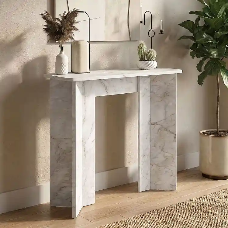 Κονσόλα Mara Megapap χρώμα λευκό εφέ μαρμάρου 90x29,6x91,8εκ. | GP042-0375,2
