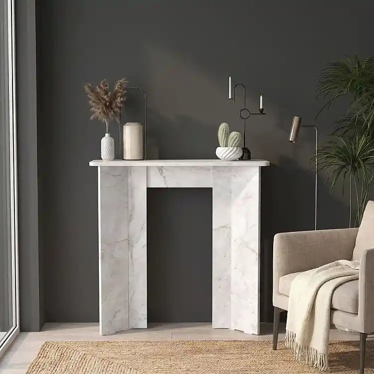 Κονσόλα Mara Megapap χρώμα λευκό εφέ μαρμάρου 90x29,6x91,8εκ. | GP042-0375,2