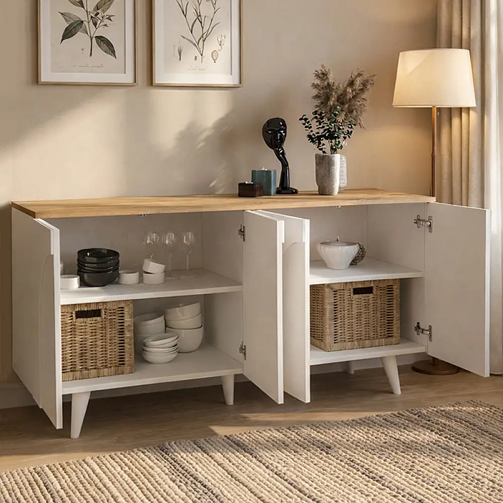 Μπουφές Bono Megapap χρώμα λευκό - sepet oak 150x45x74,6εκ. | GP042-0377,1