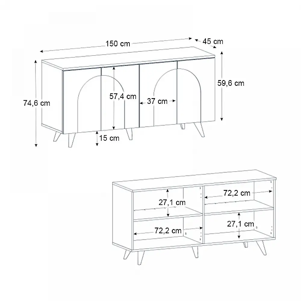 Μπουφές Bono Megapap χρώμα λευκό - sepet oak 150x45x74,6εκ. | GP042-0377,1