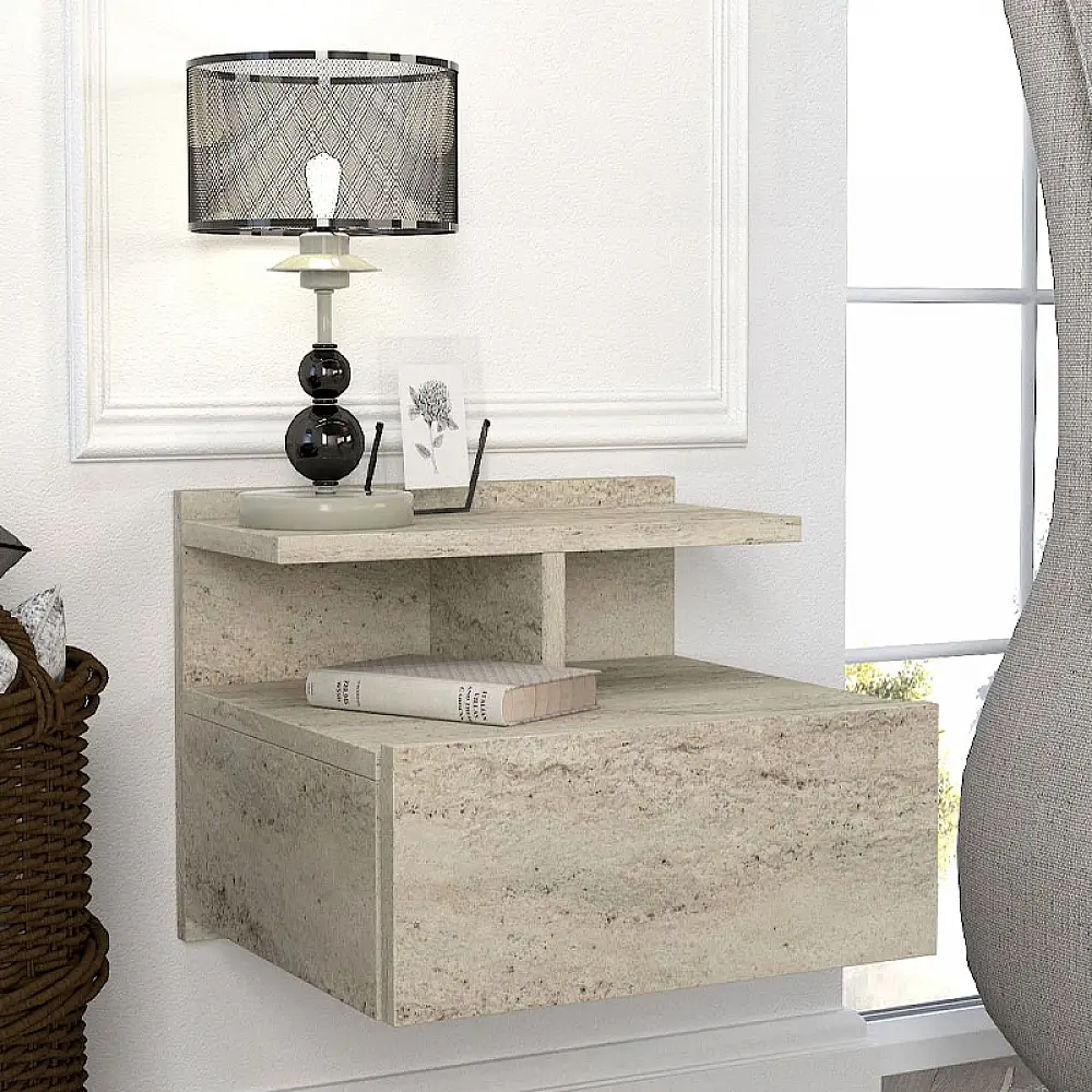 Κομοδίνο επιτοίχιο Mislina Megapap χρώμα travertine 40x33,2x32εκ. | GP042-0385,2