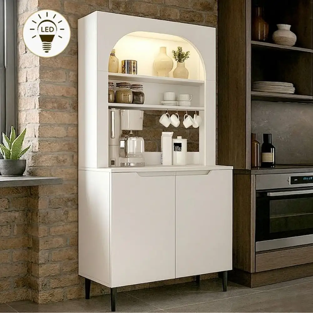 Έπιπλο κουζίνας με LED Melinta 2 Megapap χρώμα λευκό 90x40x181,8εκ. | GP042-0386,1