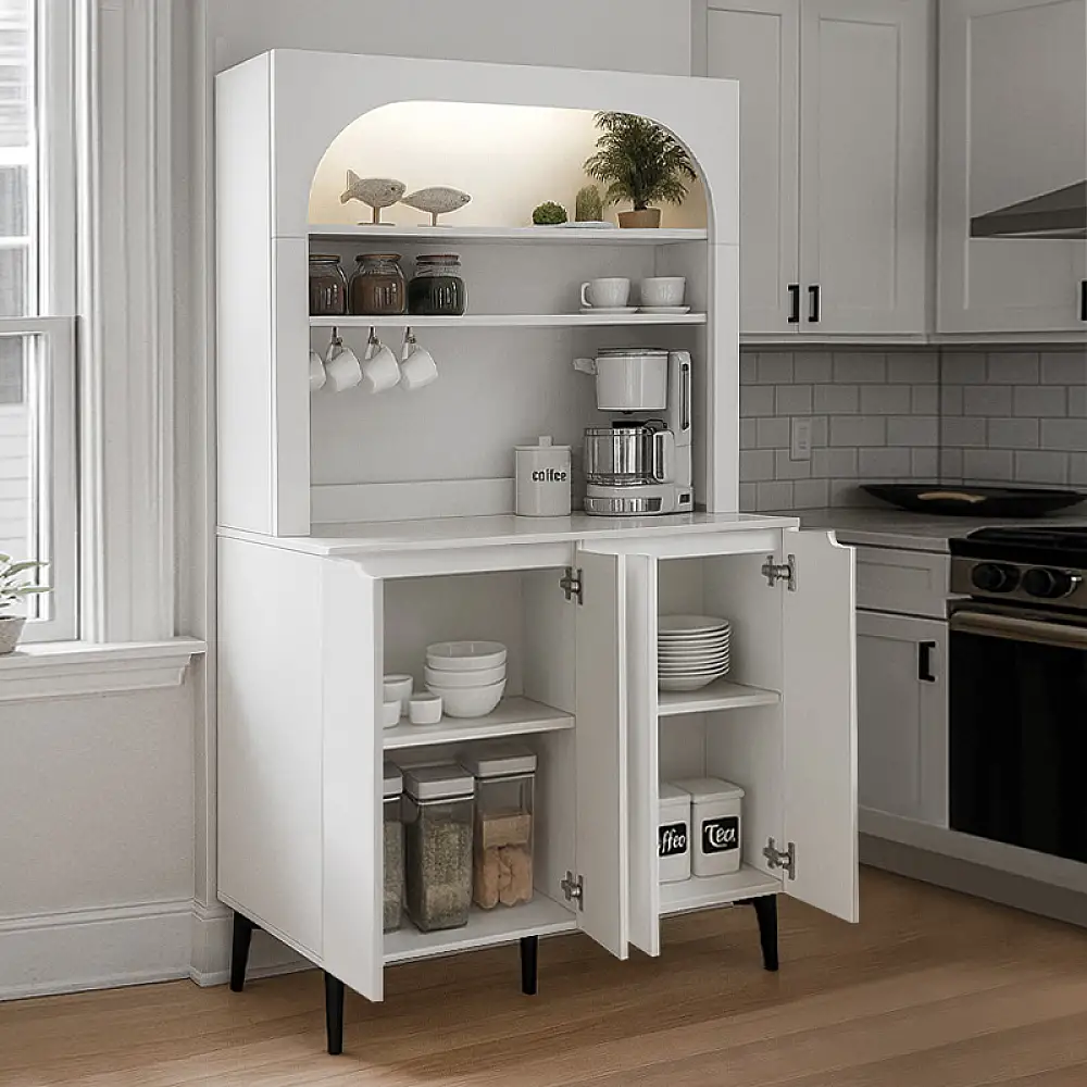 Έπιπλο κουζίνας με LED Melinta 4 Megapap χρώμα λευκό 120x40x181,8εκ. | GP042-0387,1