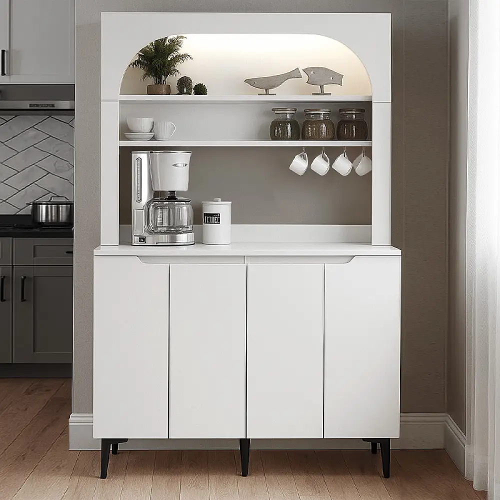 Έπιπλο κουζίνας με LED Melinta 4 Megapap χρώμα λευκό 120x40x181,8εκ. | GP042-0387,1