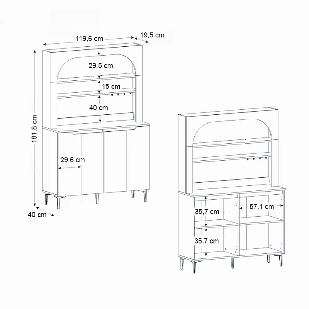 Έπιπλο κουζίνας με LED Melinta 4 Megapap χρώμα λευκό 120x40x181,8εκ. | GP042-0387,1