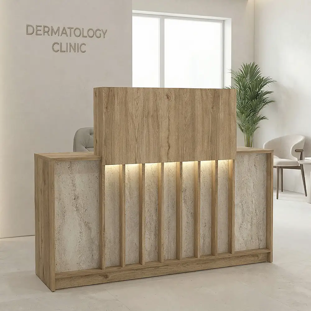 Γραφείο υποδοχής - reception Davis Megapap με LED χρώμα sepet oak - travertine 150x41,8x115εκ. | GP042-0390,1