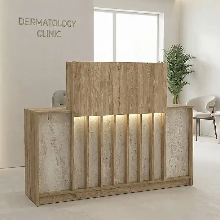 Γραφείο υποδοχής - reception Davis Megapap με LED χρώμα sepet oak - travertine 150x41,8x115εκ. | GP042-0390,1